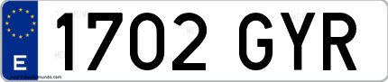 Ejemplo de matrícula de coche ordinaria 1702 GYR