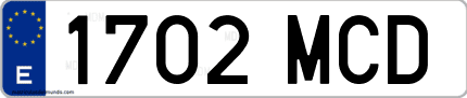 Ejemplo de matrícula de coche ordinaria 1702 MCD