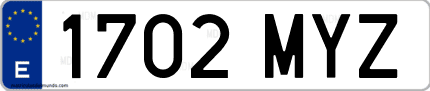 Ejemplo de matrícula de coche ordinaria 1702 MYZ
