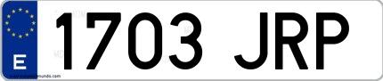 Ejemplo de matrícula española 1703 JRP