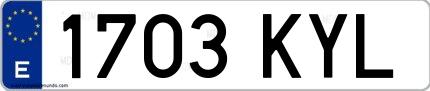 Ejemplo de matrícula española 1703 KYL