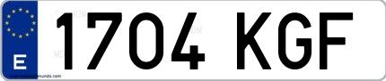 Ejemplo de matrícula española 1704 KGF