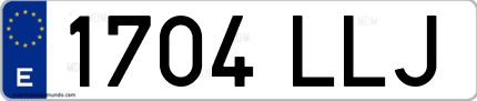 Ejemplo de matrícula de coche ordinaria 1704 LLJ
