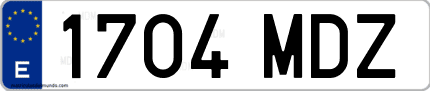 Ejemplo de matrícula de coche ordinaria 1704 MDZ