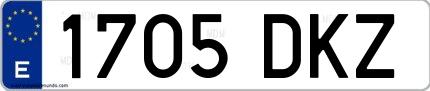 Ejemplo de matrícula española 1705 DKZ