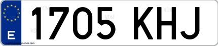 Ejemplo de matrícula española 1705 KHJ