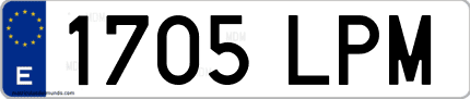 Ejemplo de matrícula de coche ordinaria 1705 LPM