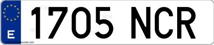 Ejemplo de matrícula española 1705 NCR