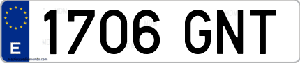 Ejemplo de matrícula de coche ordinaria 1706 GNT