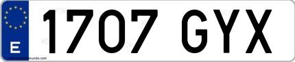 Ejemplo de matrícula española 1707 GYX