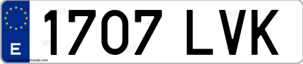 Ejemplo de matrícula de coche ordinaria 1707 LVK