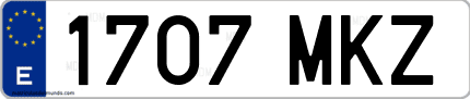 Ejemplo de matrícula de coche ordinaria 1707 MKZ