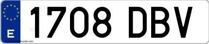 Ejemplo de matrícula española 1708 DBV