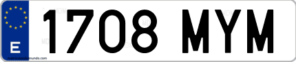 Ejemplo de matrícula de coche ordinaria 1708 MYM