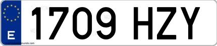 Ejemplo de matrícula española 1709 HZY