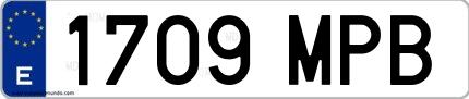 Ejemplo de matrícula española 1709 MPB