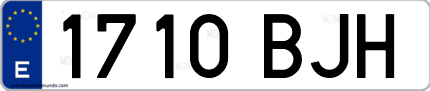 Ejemplo de matrícula de coche ordinaria 1710 BJH