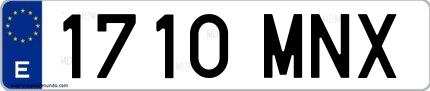 Ejemplo de matrícula española 1710 MNX