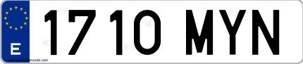 Ejemplo de matrícula española 1710 MYN