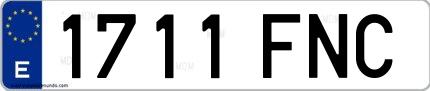 Ejemplo de matrícula española 1711 FNC