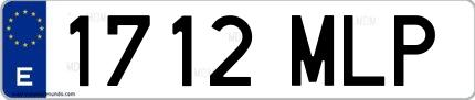 Ejemplo de matrícula española 1712 MLP