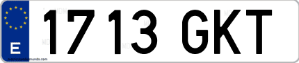 Ejemplo de matrícula de coche ordinaria 1713 GKT