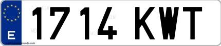 Ejemplo de matrícula española 1714 KWT