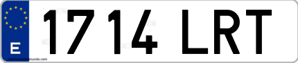 Ejemplo de matrícula de coche ordinaria 1714 LRT