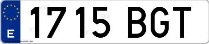Ejemplo de matrícula española 1715 BGT