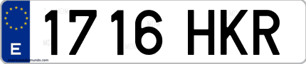 Ejemplo de matrícula de coche ordinaria 1716 HKR