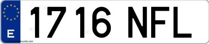 Ejemplo de matrícula española 1716 NFL