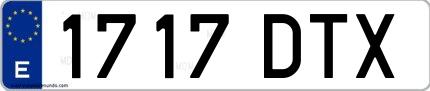 Ejemplo de matrícula española 1717 DTX