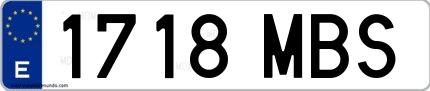Ejemplo de matrícula española 1718 MBS