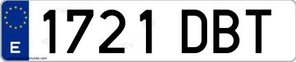 Ejemplo de matrícula española 1721 DBT