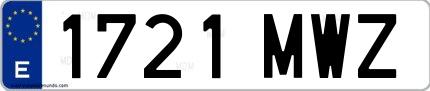 Ejemplo de matrícula española 1721 MWZ