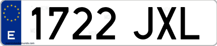 Ejemplo de matrícula de coche ordinaria 1722 JXL