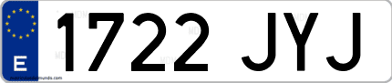 Ejemplo de matrícula de coche ordinaria 1722 JYJ