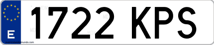 Ejemplo de matrícula de coche ordinaria 1722 KPS