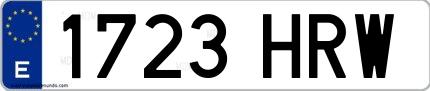 Ejemplo de matrícula española 1723 HRW
