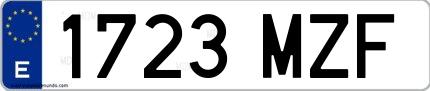 Ejemplo de matrícula española 1723 MZF