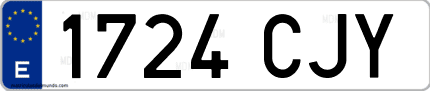Ejemplo de matrícula de coche ordinaria 1724 CJY