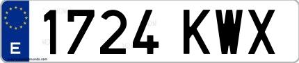 Ejemplo de matrícula española 1724 KWX