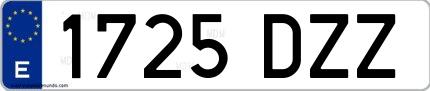 Ejemplo de matrícula española 1725 DZZ