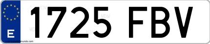 Ejemplo de matrícula española 1725 FBV