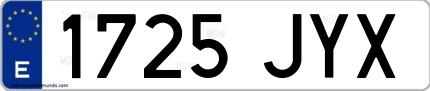 Ejemplo de matrícula española 1725 JYX