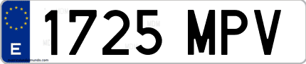 Ejemplo de matrícula de coche ordinaria 1725 MPV