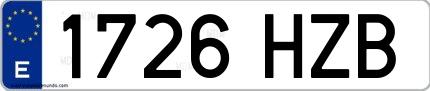 Ejemplo de matrícula española 1726 HZB