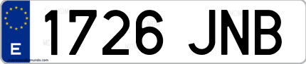 Ejemplo de matrícula de coche ordinaria 1726 JNB