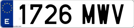 Ejemplo de matrícula de coche ordinaria 1726 MWV