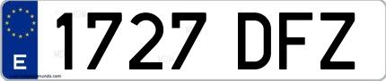 Ejemplo de matrícula española 1727 DFZ